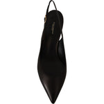 Dolce & Gabbana Black Leather Slingbacks Heels Pumps Shoes