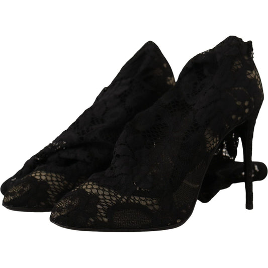 Dolce & Gabbana Elegant Stretch Sock Boots in Sleek Black Dolce & Gabbana Black