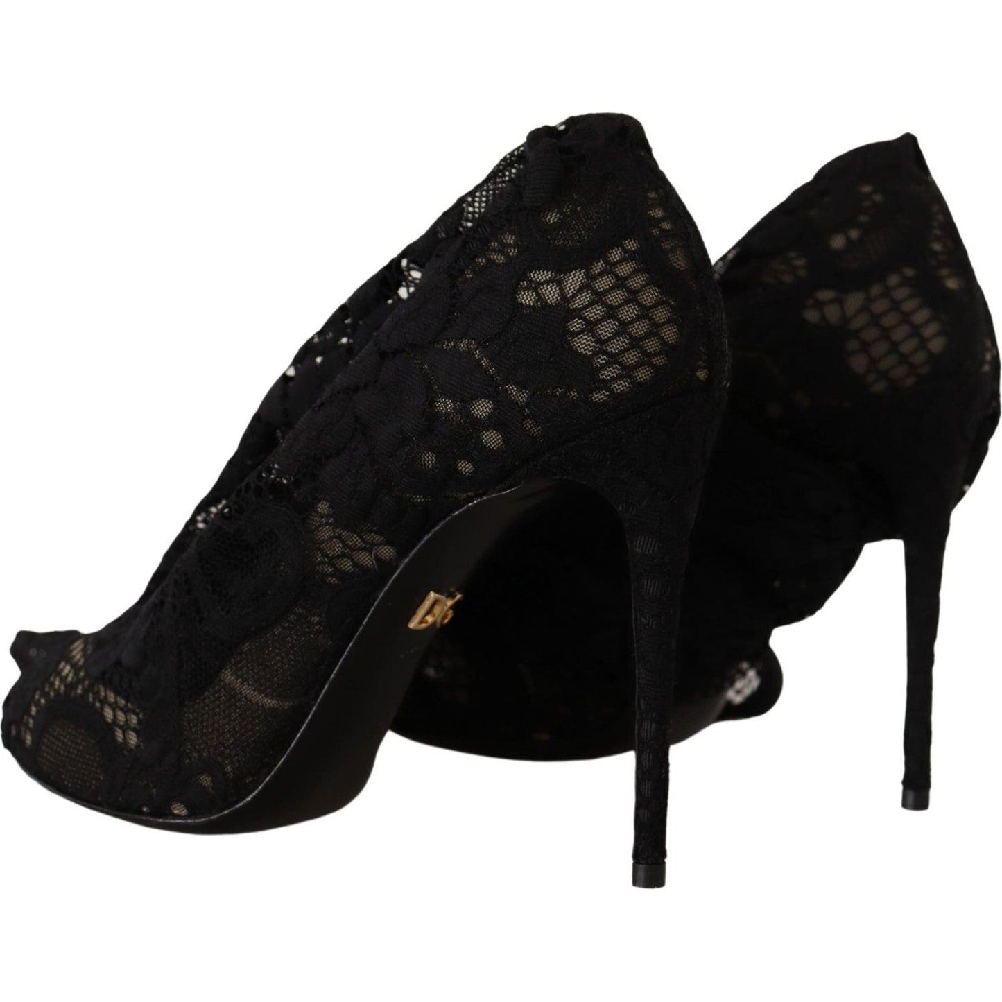 Dolce & Gabbana Black Stretch Socks Taormina Lace Boots Shoes