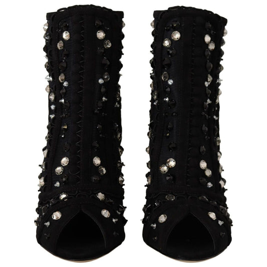 Dolce & Gabbana Embellished Crystal Short Boots Dolce & Gabbana Black