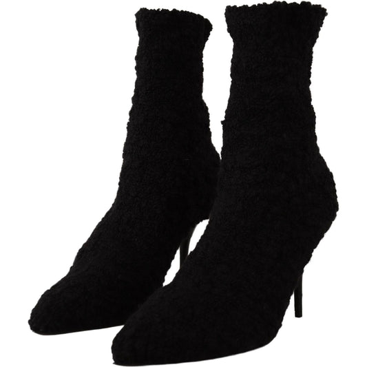 Dolce & Gabbana Elegant Black Mid-Calf Viscose Boots Dolce & Gabbana Black