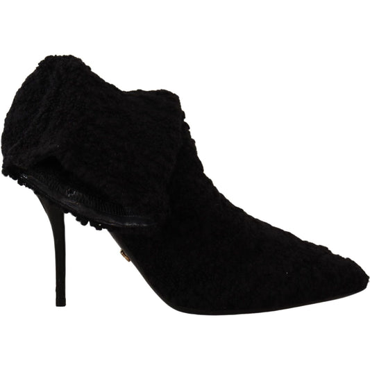 Dolce & Gabbana Elegant Black Mid-Calf Viscose Boots Dolce & Gabbana Black