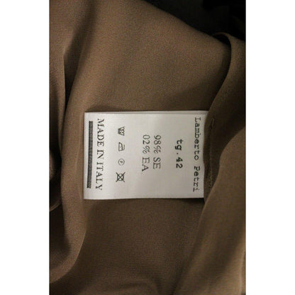 Lamberto Petri Brown Draped Silk Sheath Shift Coctail Dress