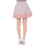 Comeforbreakfast Pink Gray Mini Short Pleated Skirt