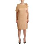 Moschino Beige One Sleeve Knee Length Shift Dress DR28374 - 44