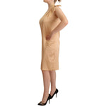 Moschino Beige One Sleeve Knee Length Shift Dress DR28374 - 44