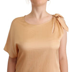 Moschino Beige One Sleeve Knee Length Shift Dress DR28374 - 44