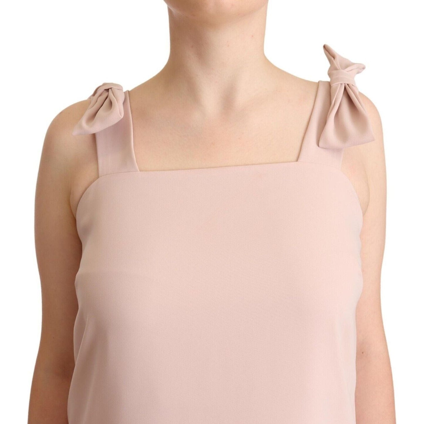 P.A.R.O.S.H. Pink Polyester Sleeveless Midi Feather Shift Dress DR28429 - 42