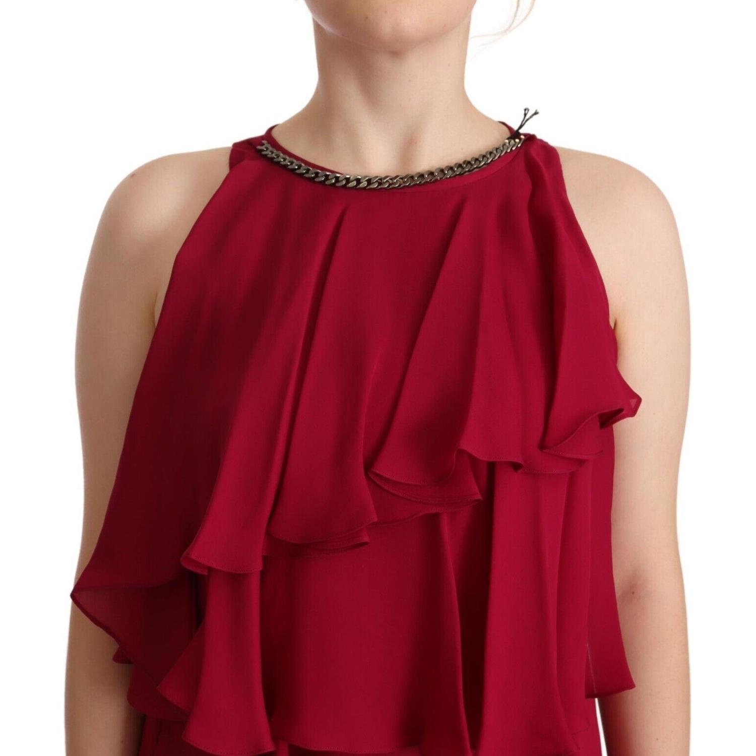 فستان ماكسي أنيق من الحرير بدون أكمام ومكشكش من PLEIN SUD