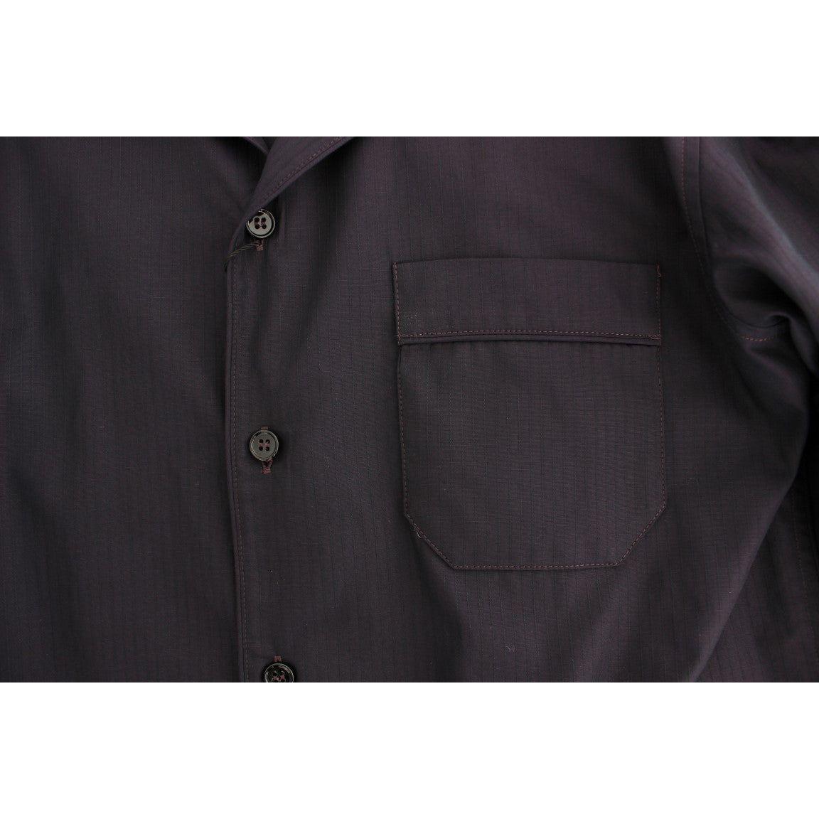 قميص نوم مخطط من القطن باللون الأرجواني الأنيق من دولتشي آند غابانا