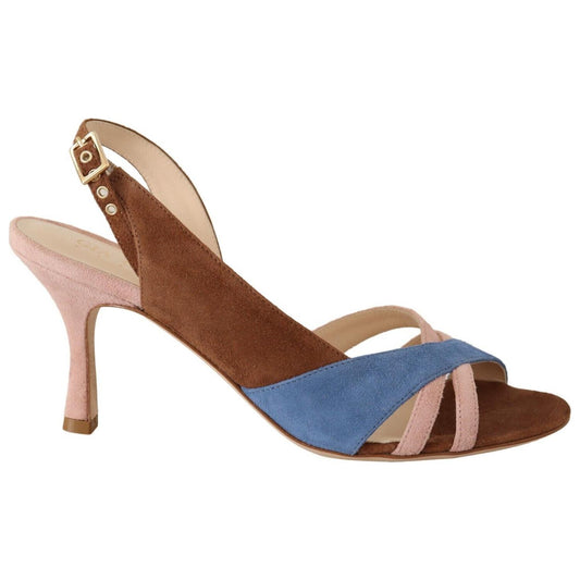 GIA COUTURE Chic Multicolor Suede Slingback Heel Sandals GIA COUTURE Dark Olive Green