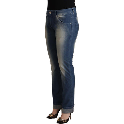 Acht Blue Washed Mid Waist Folded Hem Skinny Jeans