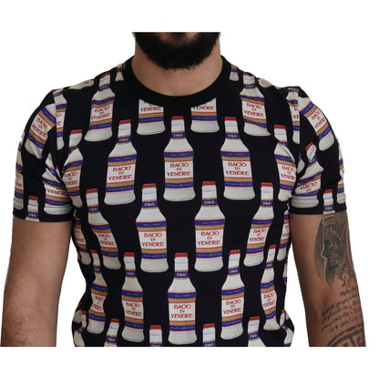 Dolce & Gabbana Black Bacio Di Venere Cotton Crew T-shirt