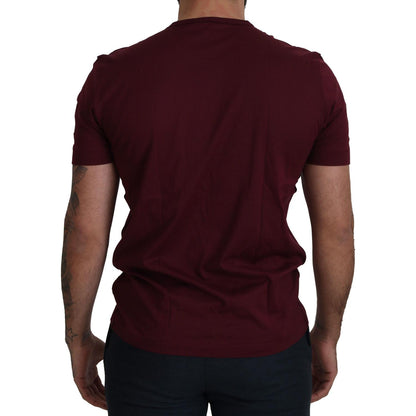 Dolce & Gabbana Bordeaux Roses Cotton Crewneck T-shirt
