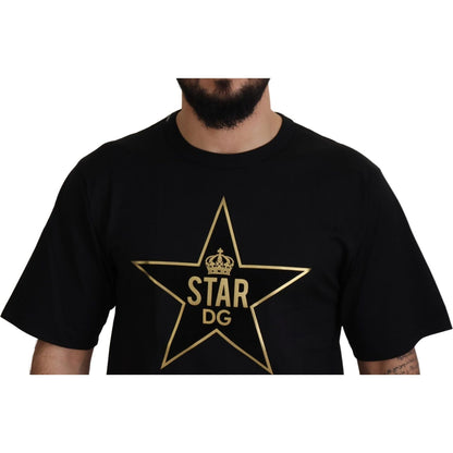 Dolce & Gabbana Black Gold STAR Crown DG Cotton Crewneck T-shirt
