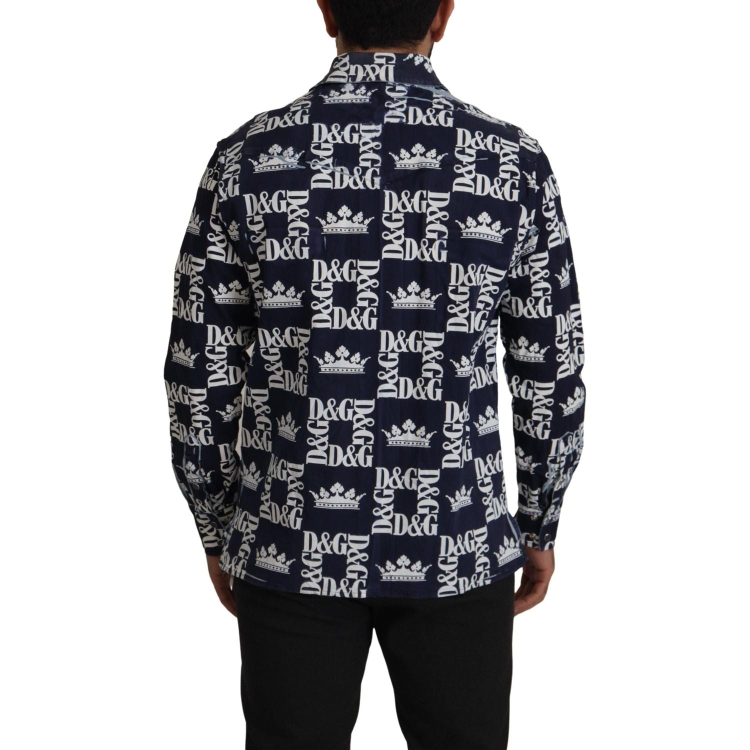 قميص دولتشي آند غابانا الأنيق ذو قصة ضيقة باللون الأزرق