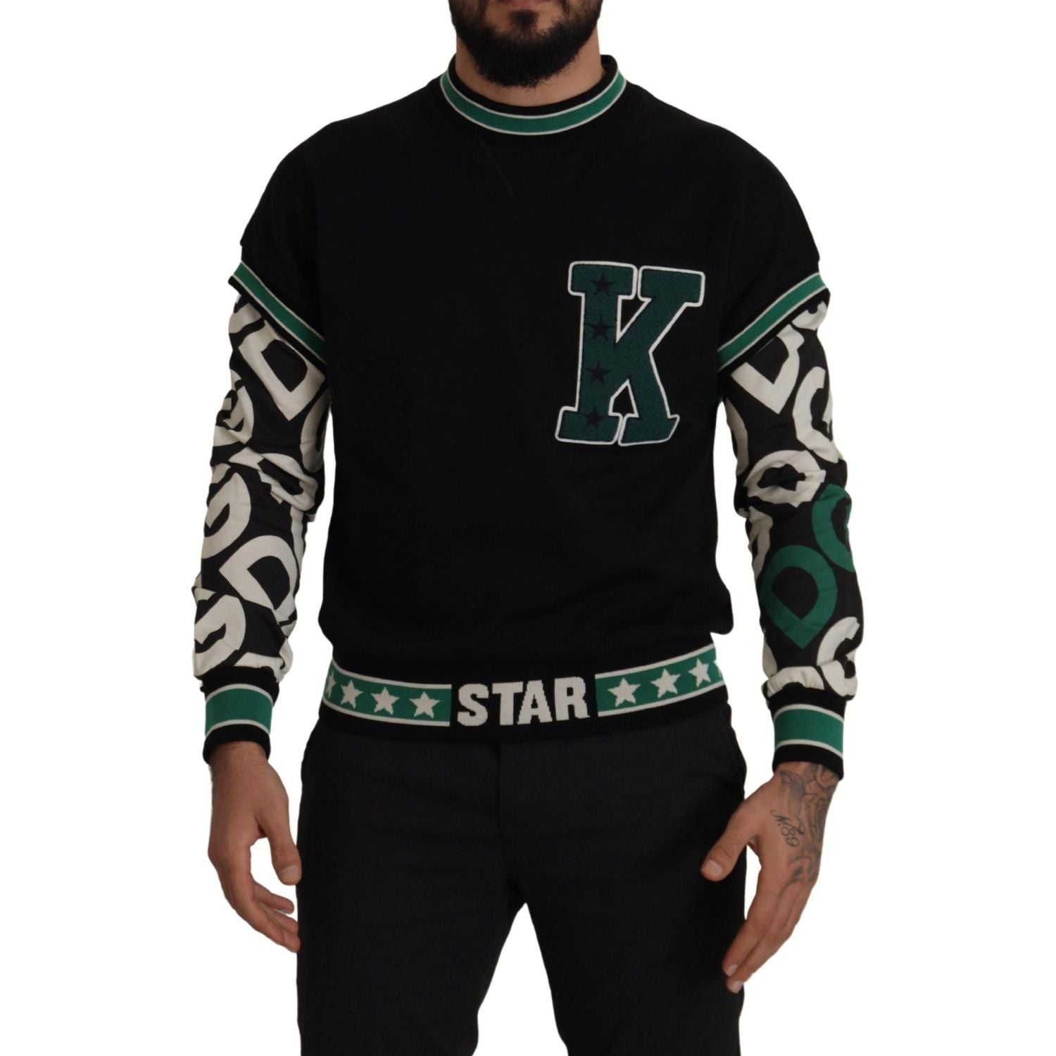 سترة Dolce &amp; Gabbana Regal Crewneck - أسود وأخضر