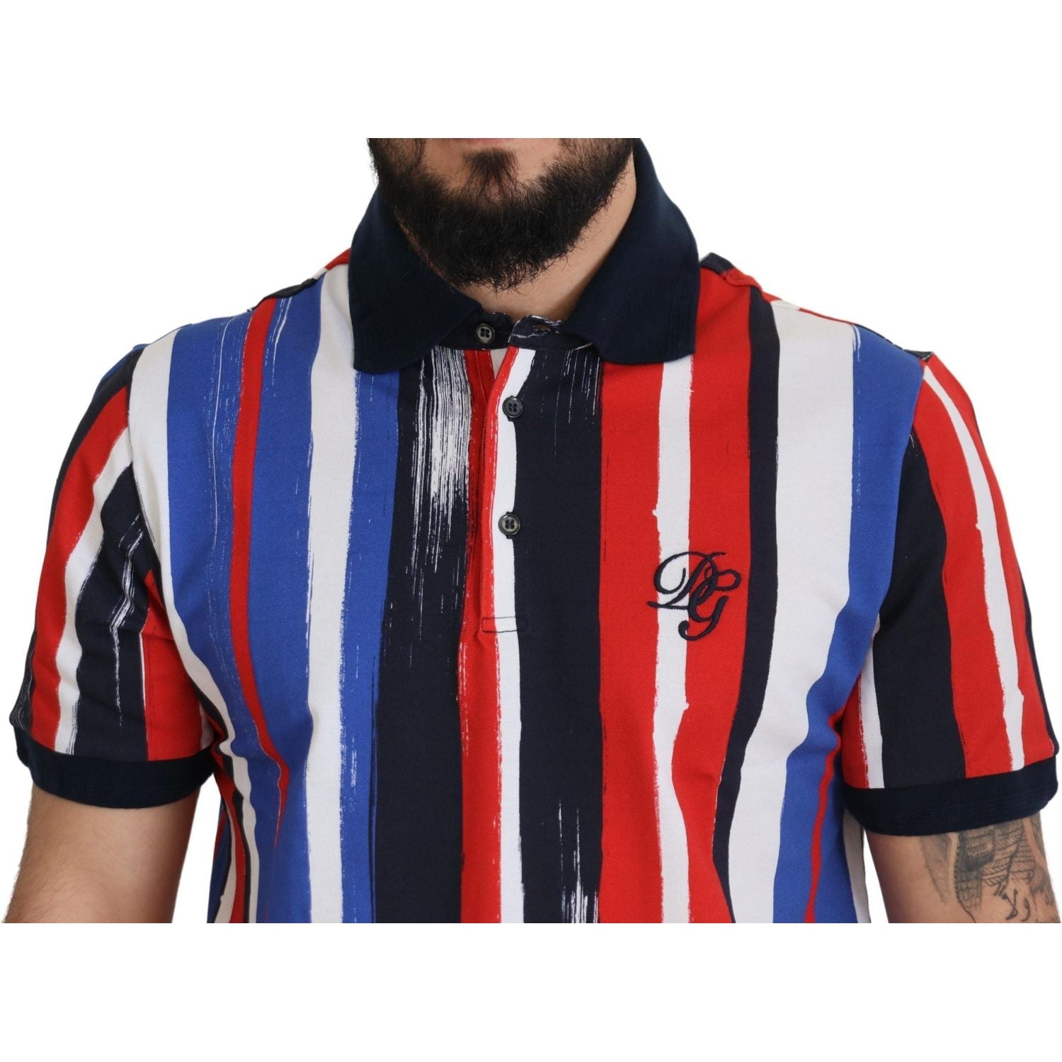 تي شيرت بولو مخطط أنيق من القطن من دولتشي آند غابانا