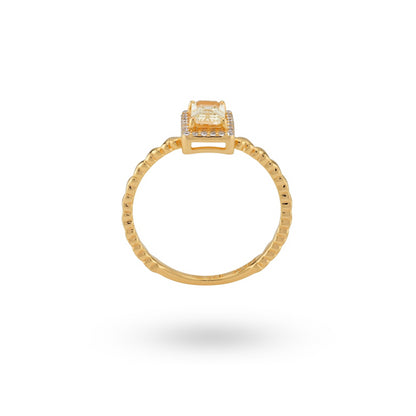 24KAE JEWELS JEWELRY Mod. 12472Y/52 gold ring with a square gemstone setting viewed from the side on a white background