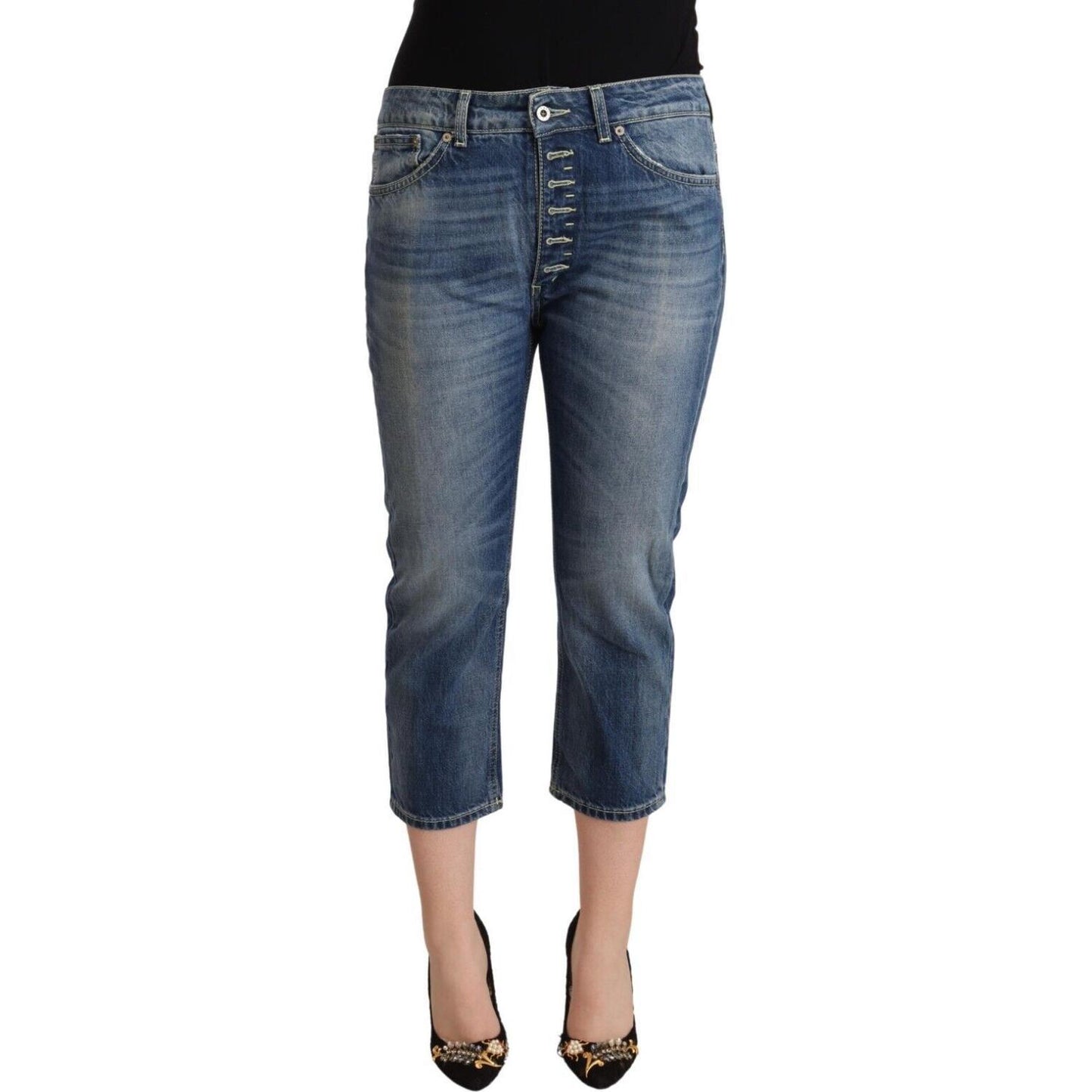 Dondup Blue Washed Mid Waist Capri Denim Jeans