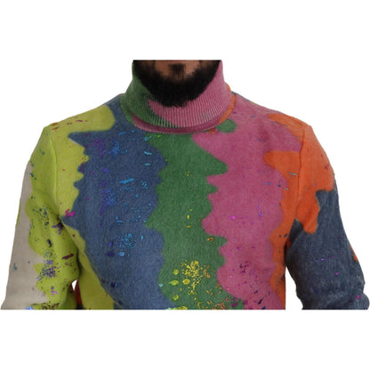 Dolce & Gabbana Multicolor Turtleneck Pullover Mohair Sweater