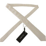 Dolce & Gabbana Off-White 100% Silk Slim Adjustable Accessory Necktie