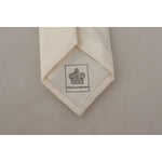 Dolce & Gabbana Off-White 100% Silk Slim Adjustable Accessory Necktie