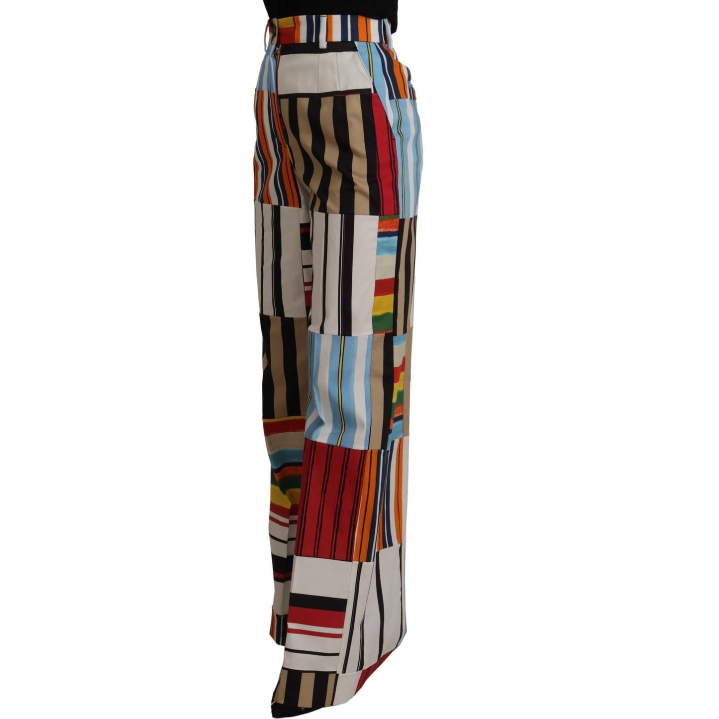 Dolce & Gabbana Multicolor Striped High Waist Cotton Pants