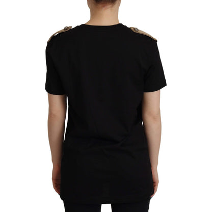 Dolce & Gabbana Black Logo Motive Crewneck Cotton T-shirt