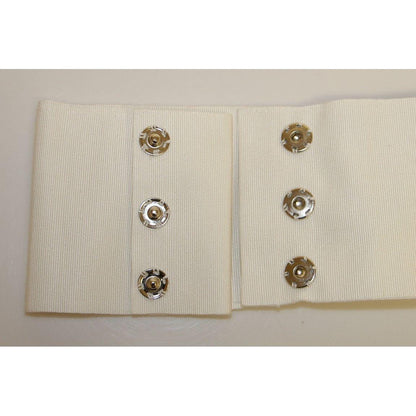 Dolce & Gabbana White Crystal Brass Wide Waist Runway Belt Belt