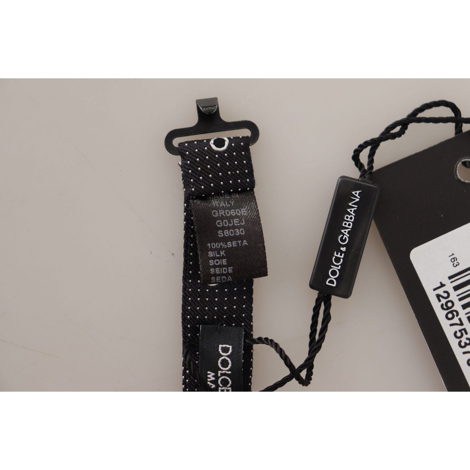 ربطة عنق من الحرير من Dolce &amp; Gabbana منقطة باللونين الأسود والأبيض