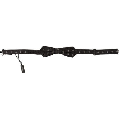 Dolce & Gabbana Black White Polka Dot 100% Silk Neck Papillon Tie