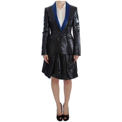Exte Black Blue Two Piece Suit Skirt & Blazer Skirt Suit