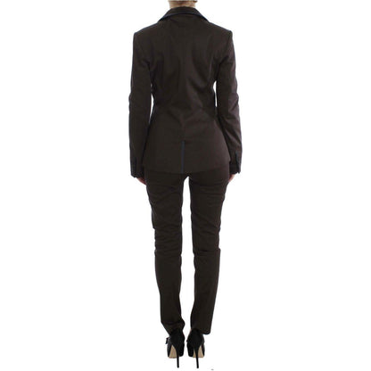 Exte Brown Stretch Two Button Suit Suit