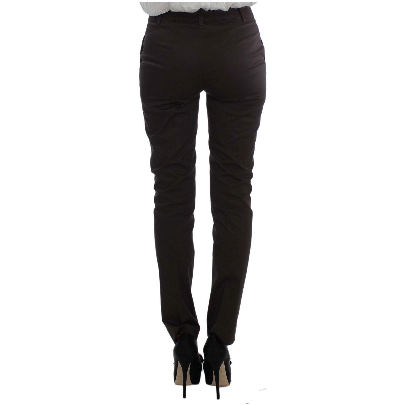 طقم بدلة إكستي شيك من القطن والإيلاستان باللون البني