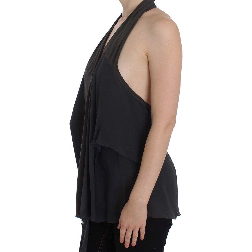 بلوزة أنيقة بدون أكمام من CORA GROPPO باللونين الرمادي والأزرق