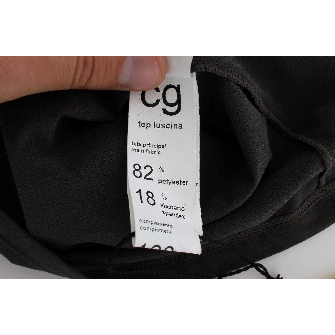 بلوزة أنيقة بدون أكمام من CORA GROPPO باللونين الرمادي والأزرق