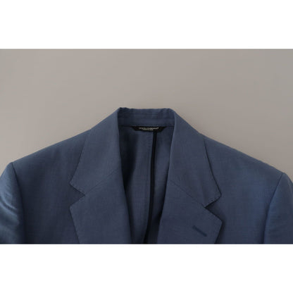 Dolce & Gabbana Blue Single Breasted Logo Blazer Jacket