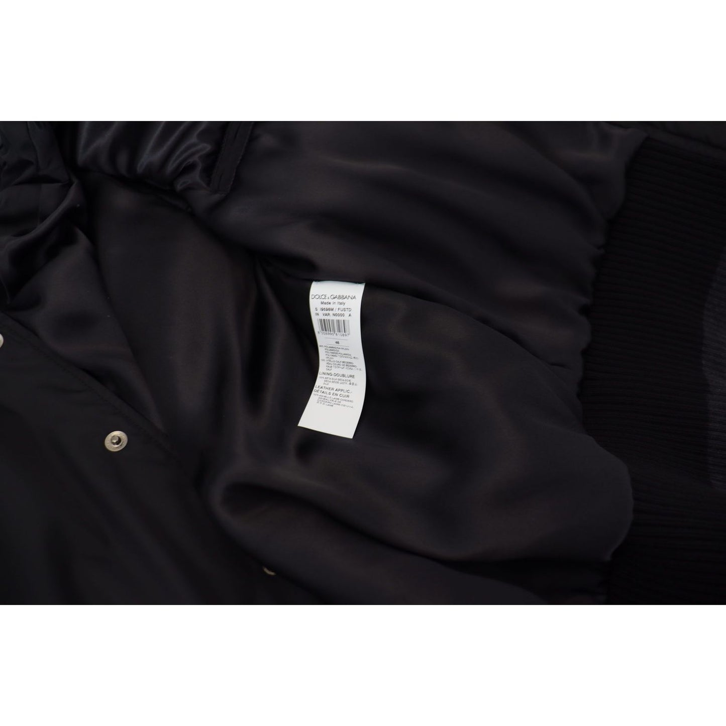 Dolce & Gabbana Black Nylon Crystals Coat Buttons Jacket
