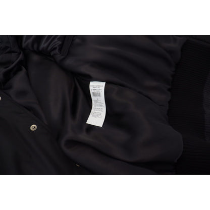 Dolce & Gabbana Black Nylon Crystals Coat Buttons Jacket