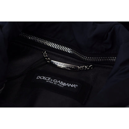 Dolce & Gabbana Black Polyester Hooded Blouson Coat Jacket
