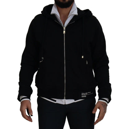 Dolce & Gabbana Black Polyester Hooded Full Zip Jacket