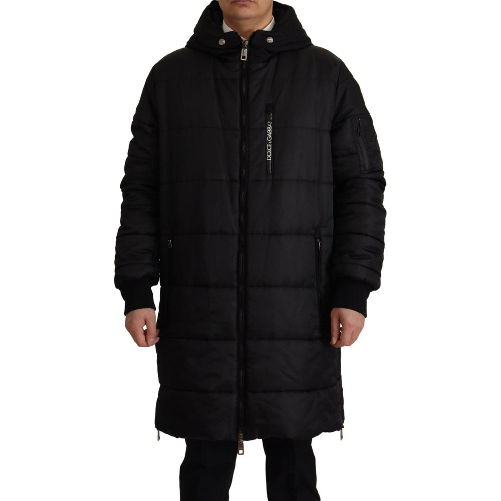 Dolce & Gabbana Elegant Black Hooded Parka Winter Jacket Dolce & Gabbana Black