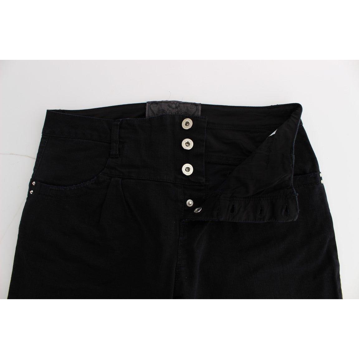 Costume National Black Cotton Slim Fit Cropped Jeans Jeans & Pants