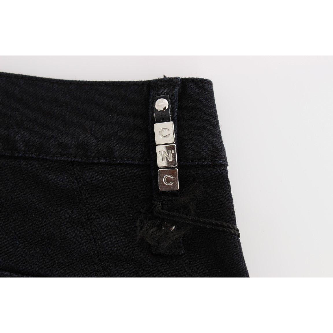 Costume National Black Cotton Slim Fit Cropped Jeans Jeans & Pants