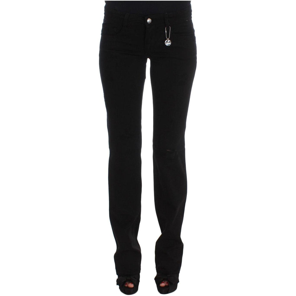 Costume National Black Cotton Slim Fit Bootcut Jeans Jeans & Pants