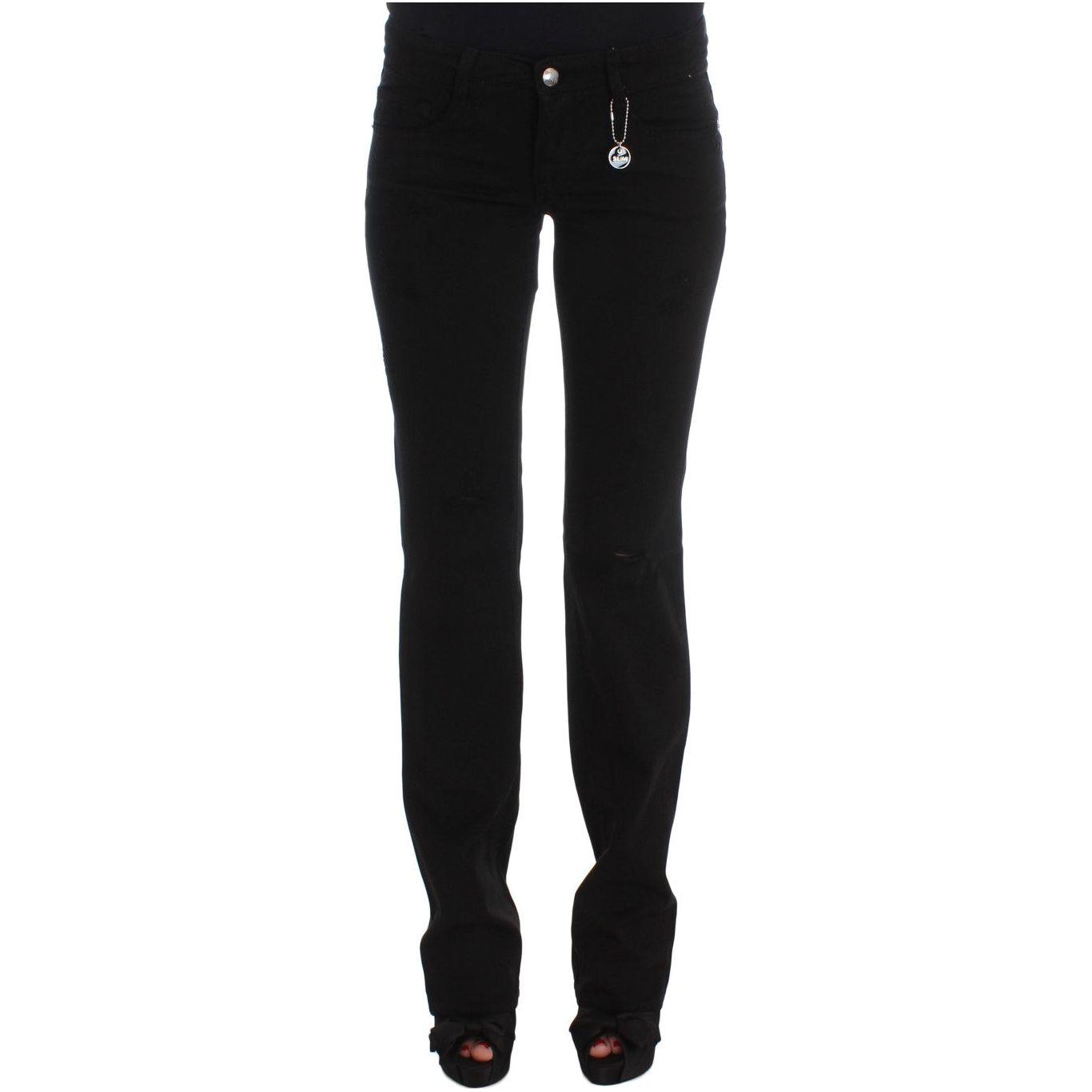 Costume National Black Cotton Slim Fit Bootcut Jeans Jeans & Pants