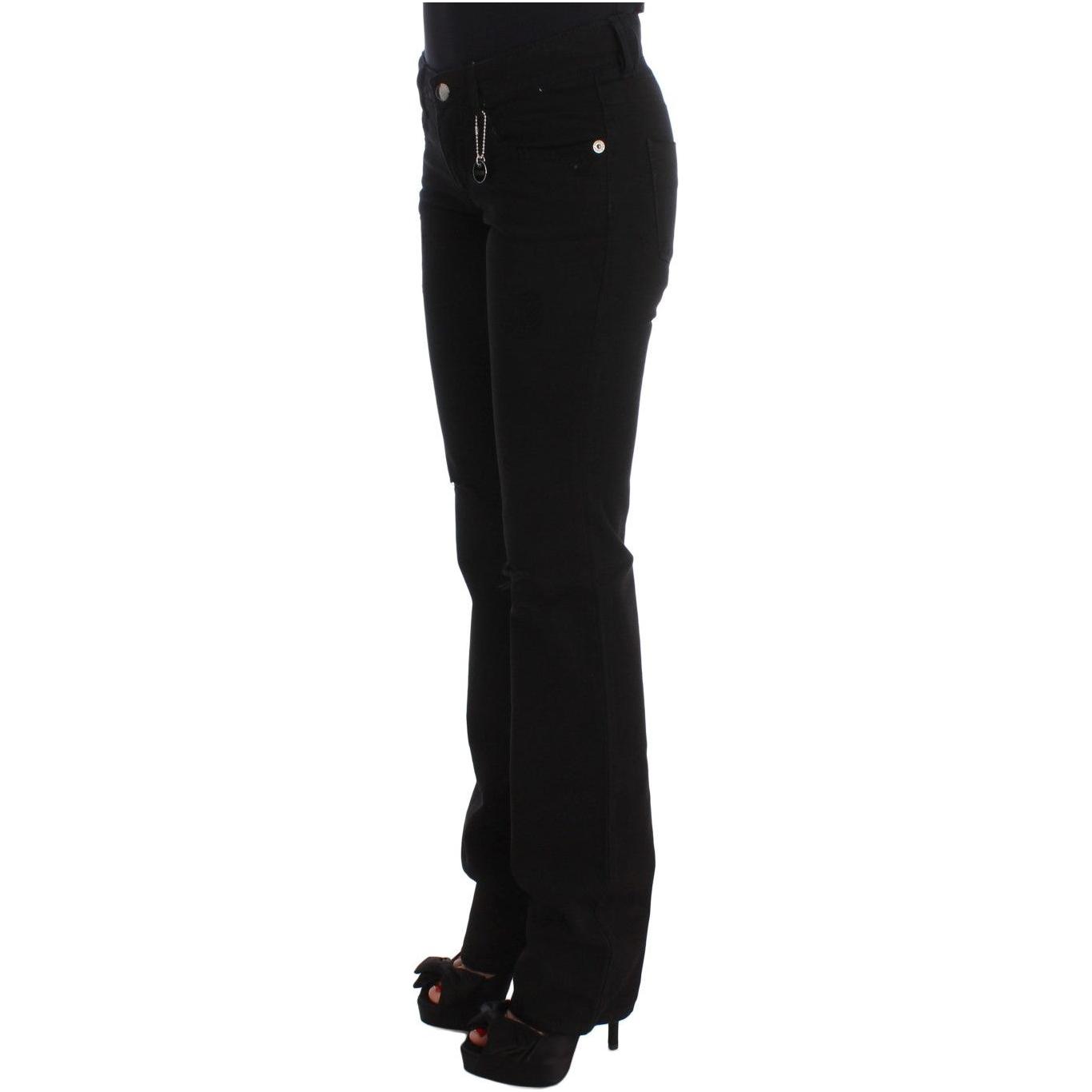 Costume National Black Cotton Slim Fit Bootcut Jeans Jeans & Pants