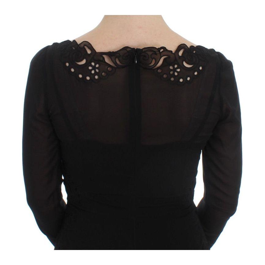 فستان دولتشي آند غابانا الأنيق ذو الأكمام الطويلة من الدانتيل باللون الأسود