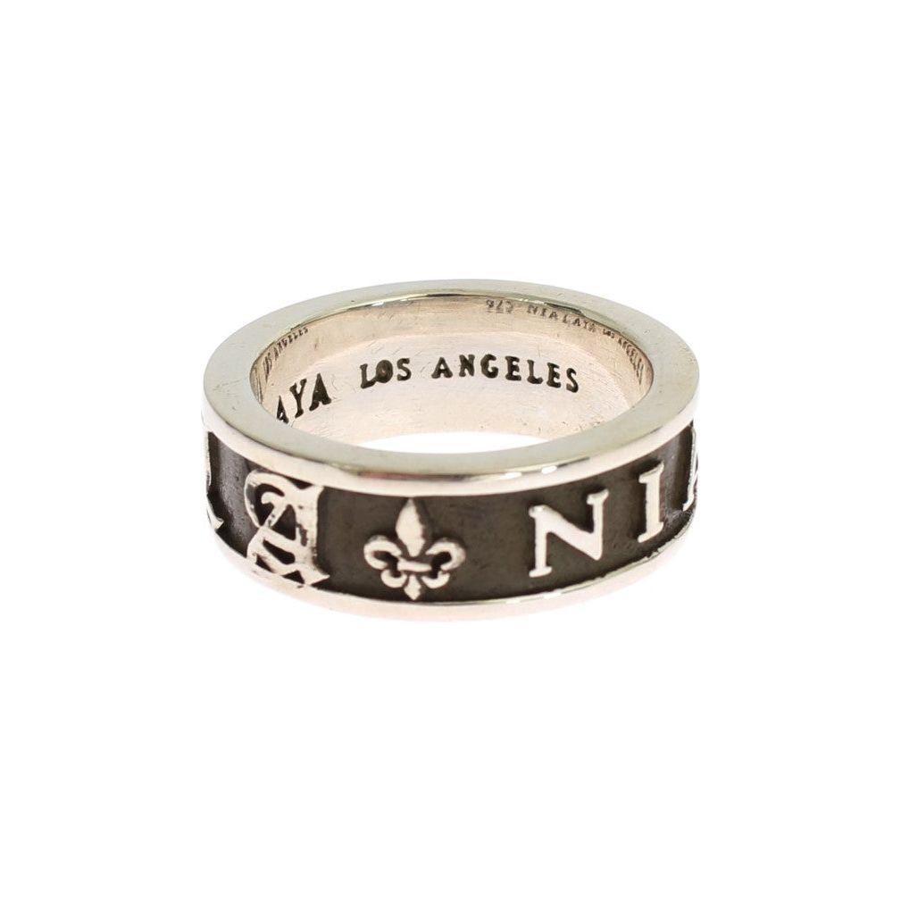 优雅的银色和黑色男士纯银戒指